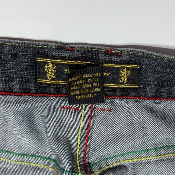 VTG 90s Y2K VICTORIOUS Colorful Embroidered Black Denim Shorts Men Size 40 (B1) - Picture 8 of 15